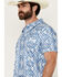 Image #2 - Panhandle Men's Southwestern Print Short Sleeve Performance Polo Shirt, Blue, hi-res