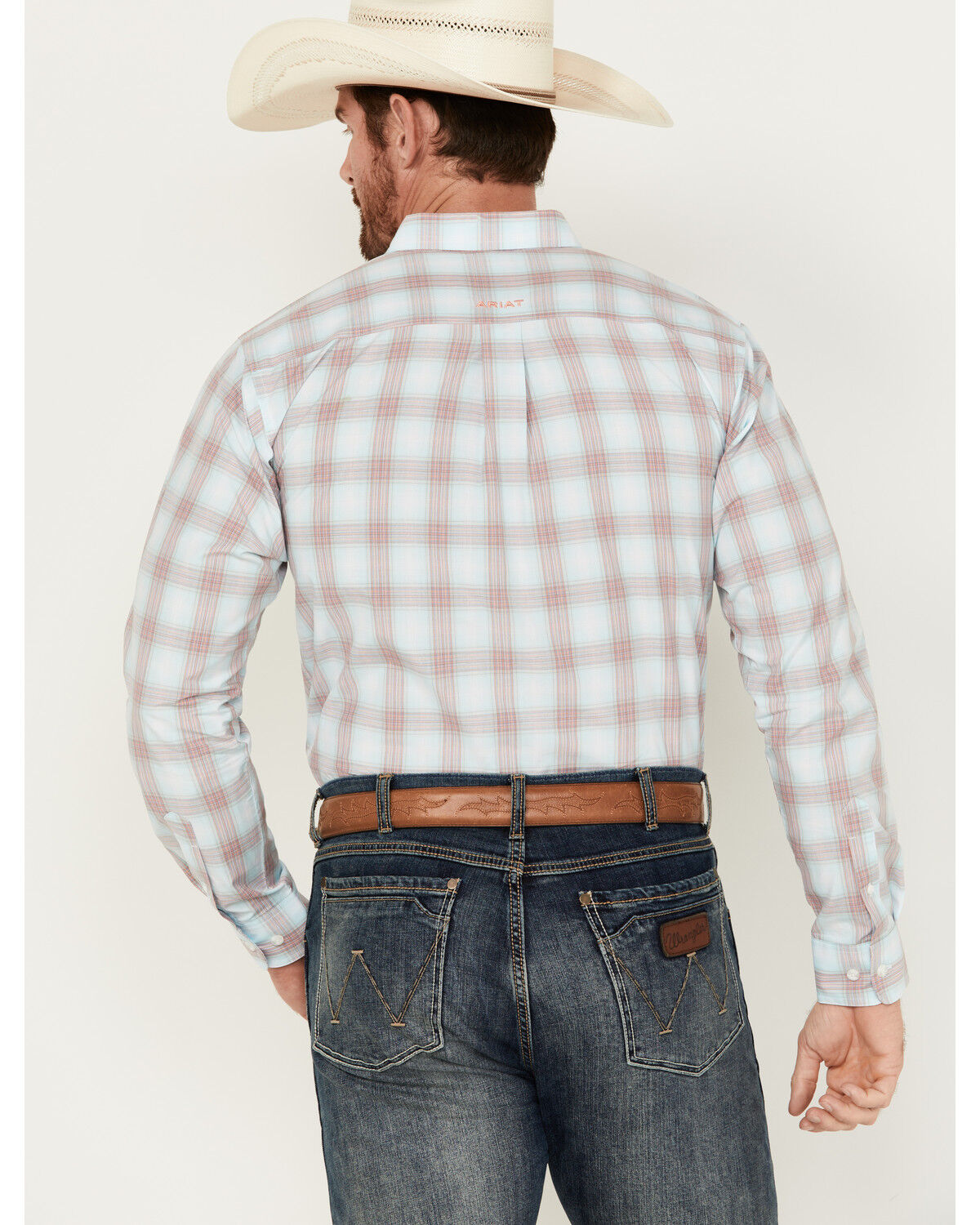 Image #4 - Ariat Men's Pro Series King Plaid Print Long Sleeve Button-Down Western Shirt, Light Blue, hi-res