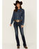 Image #3 - Rock & Roll Denim Women's Dark Wash Mid Rise Embroidered Bootcut Stretch Denim Jeans, Dark Wash, hi-res