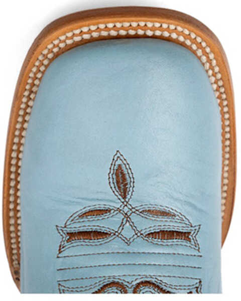 Image #6 - Ferrini Women's Ella Floral Cross Western Boots - Broad Square Toe , Aqua, hi-res
