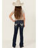 Image #3 - Shyanne Girls' Dark Wash Lace Pockets Bootcut Stretch Denim Jeans, Dark Wash, hi-res