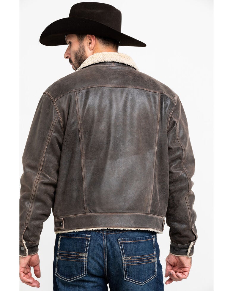 Leather Sherpa Jacket Mens