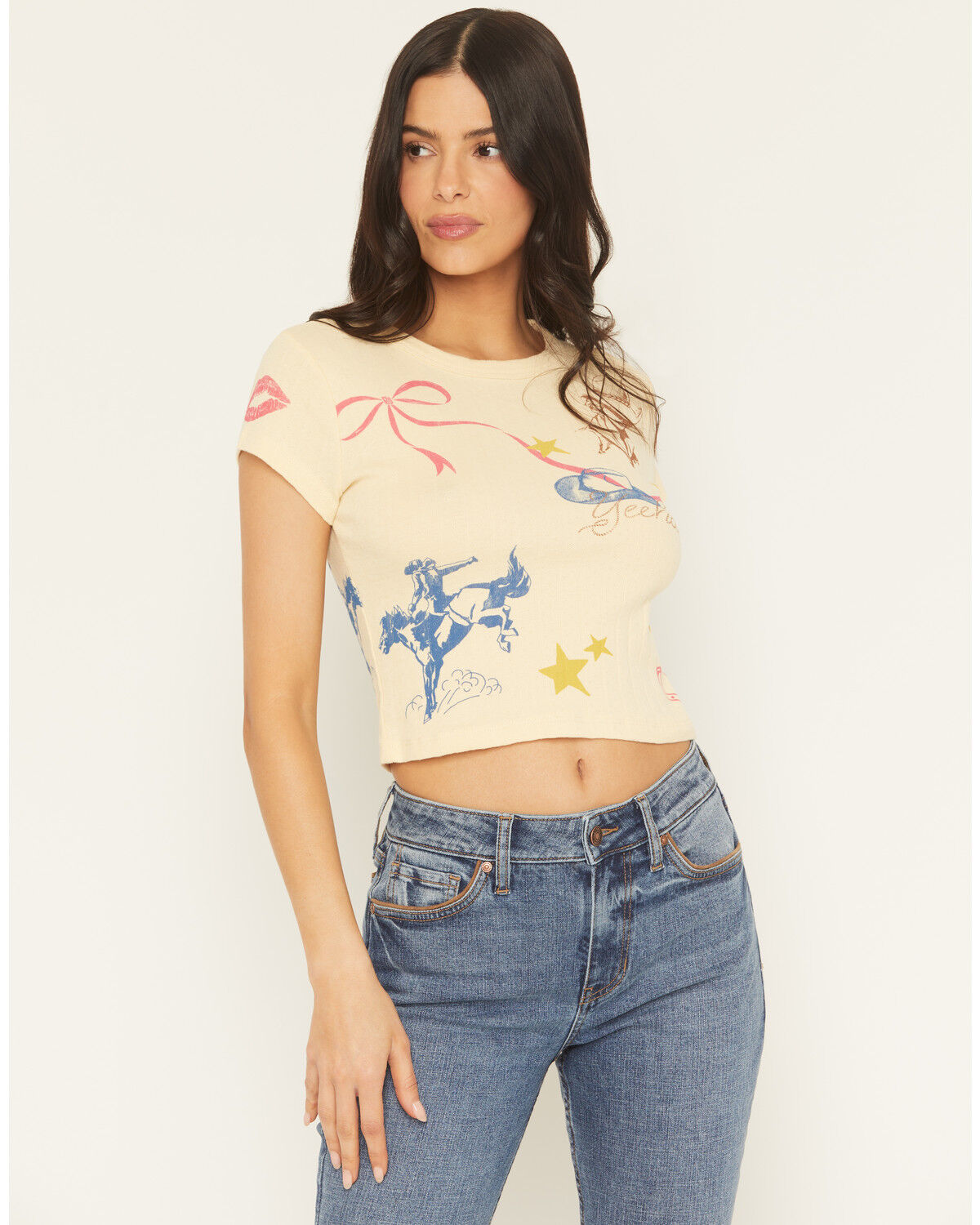 Image #1 - Day Dreamer Women's Rodeo Bow Tee, Yellow, hi-res