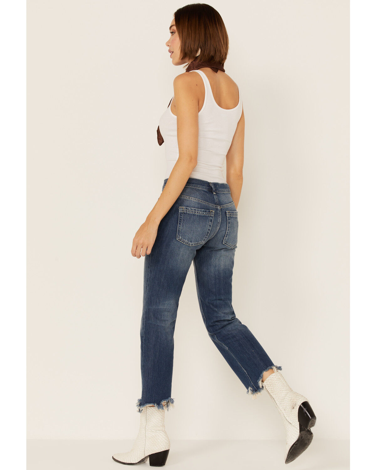 Image #3 - Free People Women's Mid Rise Crop Straight Jeans, Dark Blue, hi-res