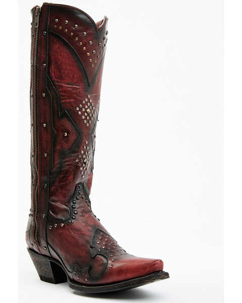 Image #1 - Dan Post Women's Daredevil Western Boots - Snip Toe, Red, hi-res