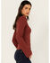 Image #2 - Shyanne Women's Lace Insert Long Sleeve Top, Dark Red, hi-res