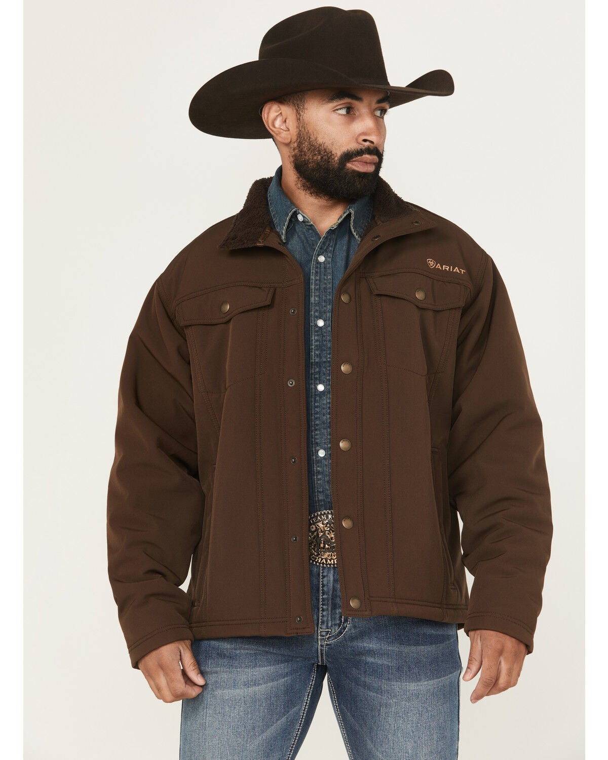 Ariat Men's Vernon Sherpa 2.0 Snap jacket, Dark Brown, hi-res