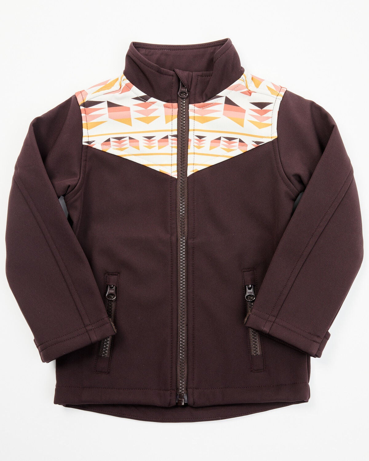 Shyanne Toddler Girls' Southwestern Print Softshell Jacket, Chocolate, hi-res