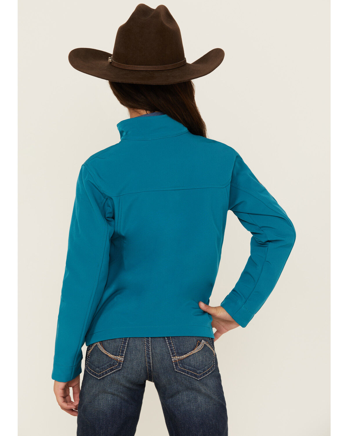 Image #4 - Ariat Girls' Lined Softshell Jacket, Blue, hi-res