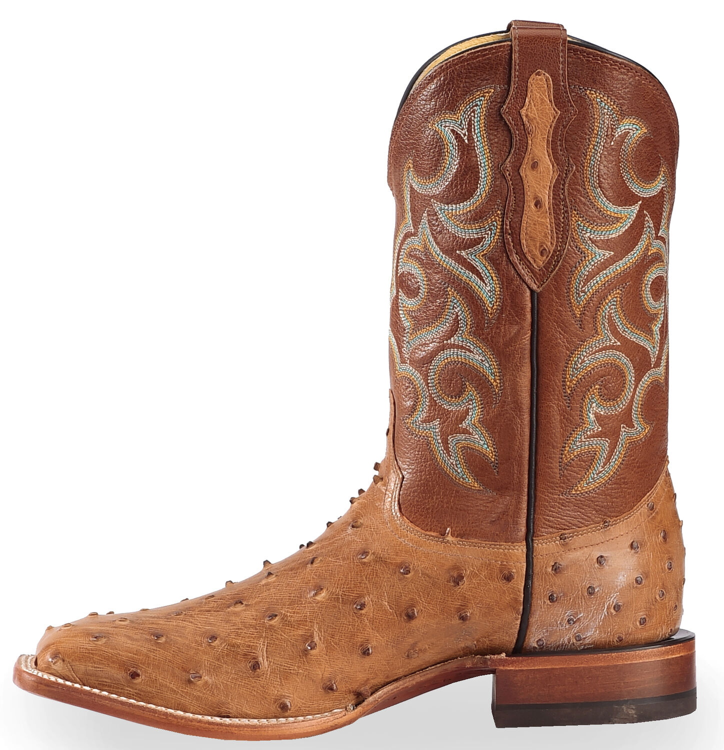 Image #3 - Justin Men's Waxy Full Quill Ostrich Western Boots - Broad Square Toe, Cognac, hi-res