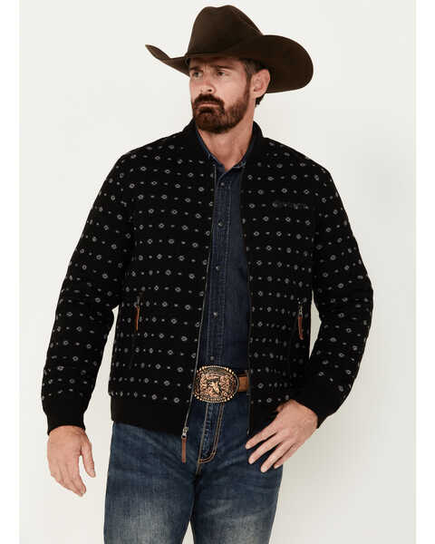 Hooey Men's Southwestern Print Wool Jacket, Black, hi-res