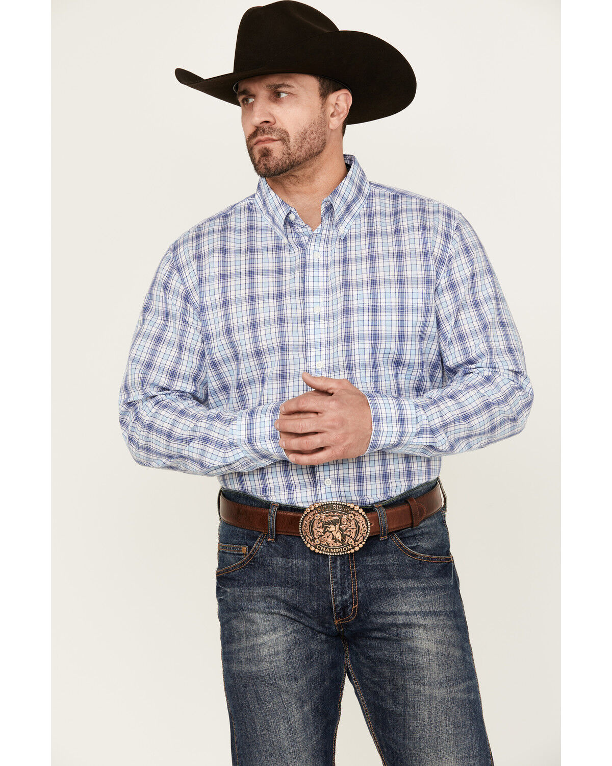 Image #6 - Wrangler Riata Men's Assorted Plaid Print Long Sleeve Button-Down Western Shirt, Multi, hi-res