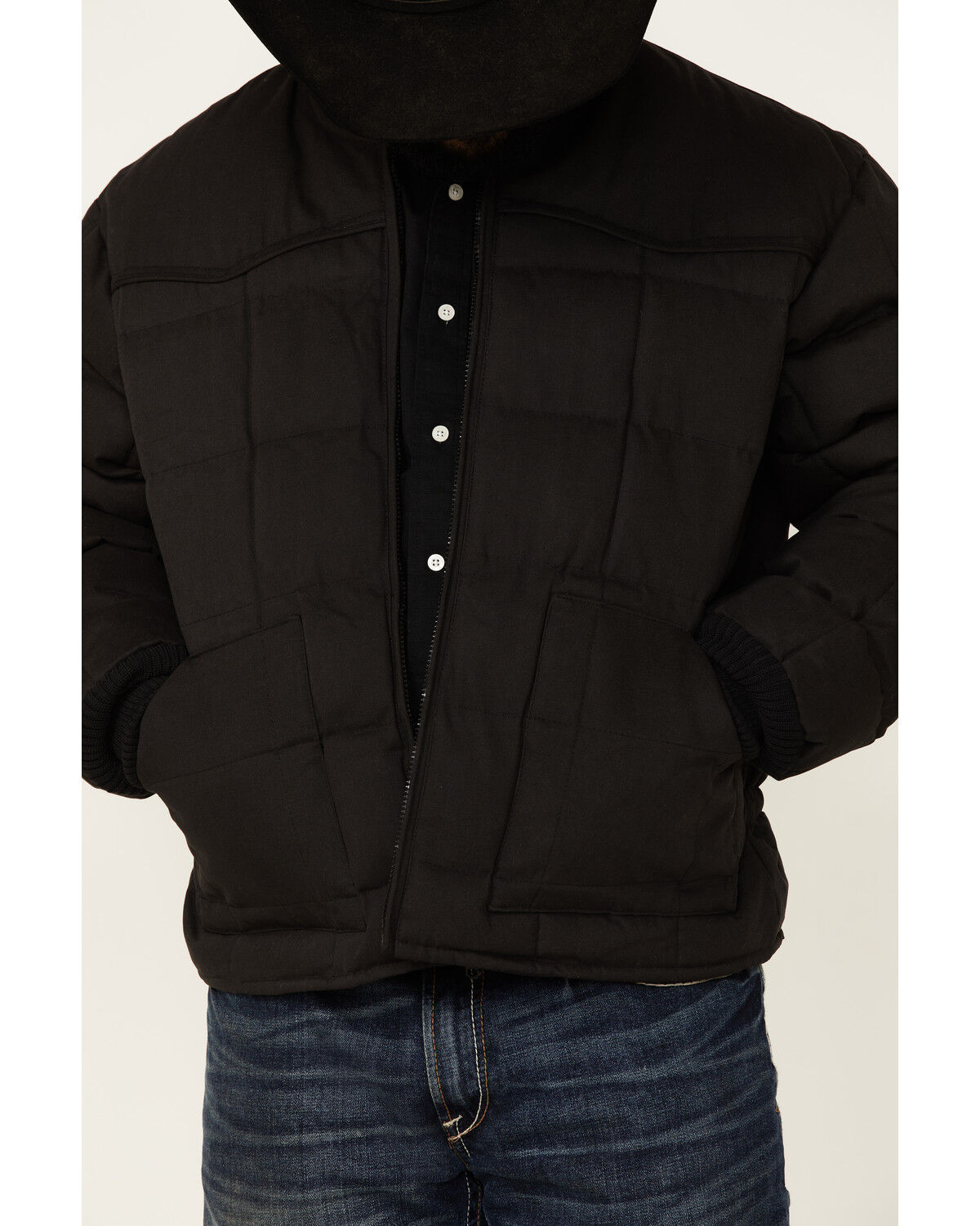 Image #3 - Rodeo Clothing Men's Black Canvas Zip-Front Western Puffer Jacket , , hi-res