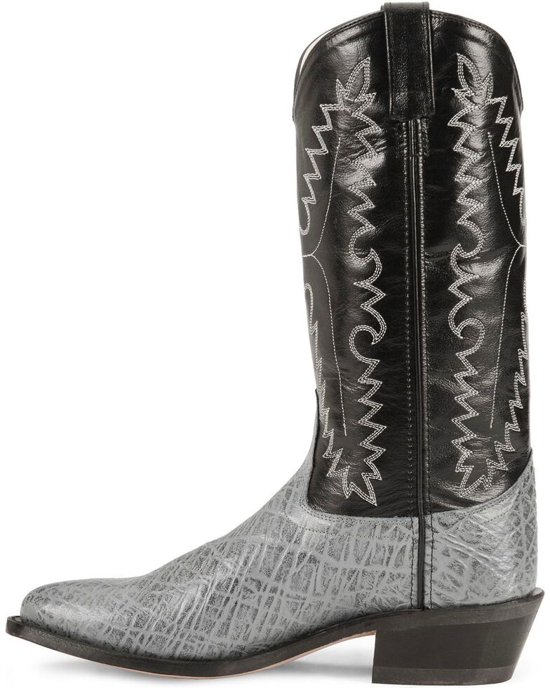 Old West Elephant Print Cowboy Boots - Medium Toe, Grey, hi-res