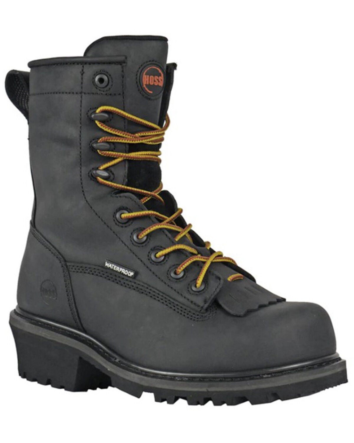 Hoss Men's 8" Cross Cut Waterproof Logger Work Boots - Composite Toe, Black, hi-res