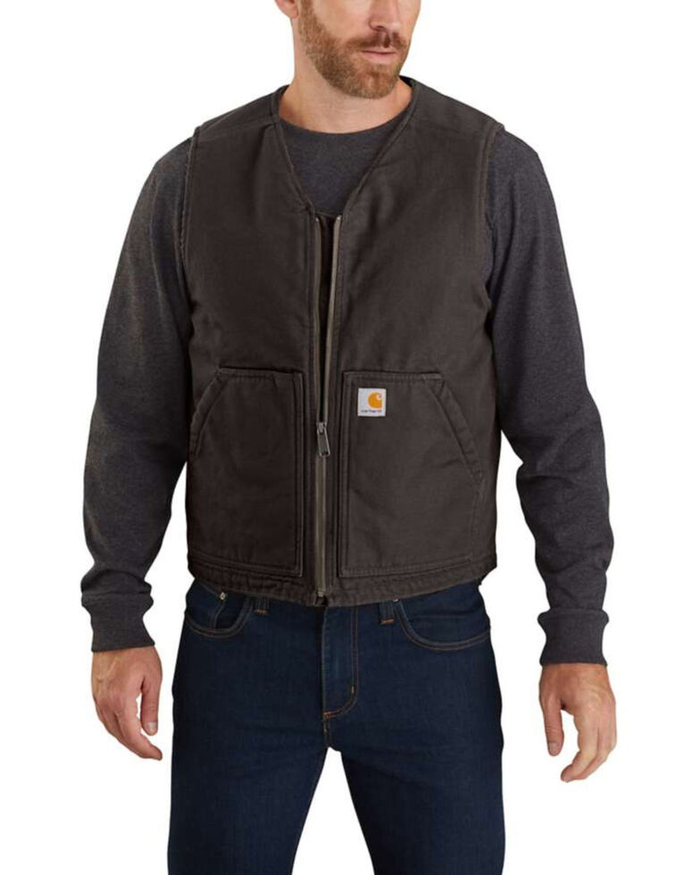Carhartt Men's Dark Brown Washed Duck Sherpa Lined Vest Sheplers