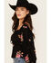 Image #2 - Wild Moss Women's Floral Embroidered 3/4 Sleeve Top, Black, hi-res