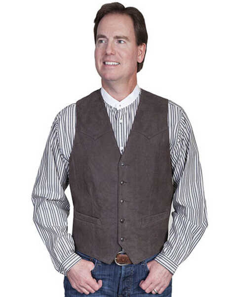 Scully Men's Lambskin Leather Western Vest - Big & Tall, Brown, hi-res