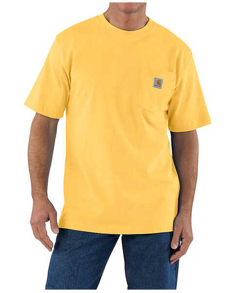 Image #1 - Carhartt Men's Loose Fit Heavyweight Short Sleeve Pocket T-Shirt , Yellow, hi-res