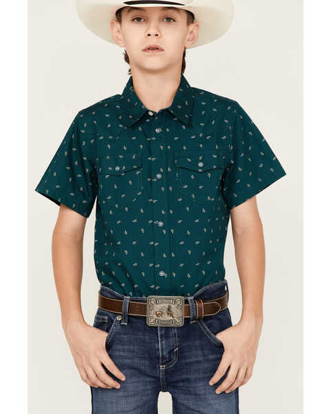 Image #3 - Boot Barn Boys' Printed Western Short Sleeve Shirt, , hi-res