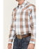 Roper Men's Setting Sun Large Ombre Plaid Long Sleeve Pearl Snap Western Shirt , Grey, hi-res