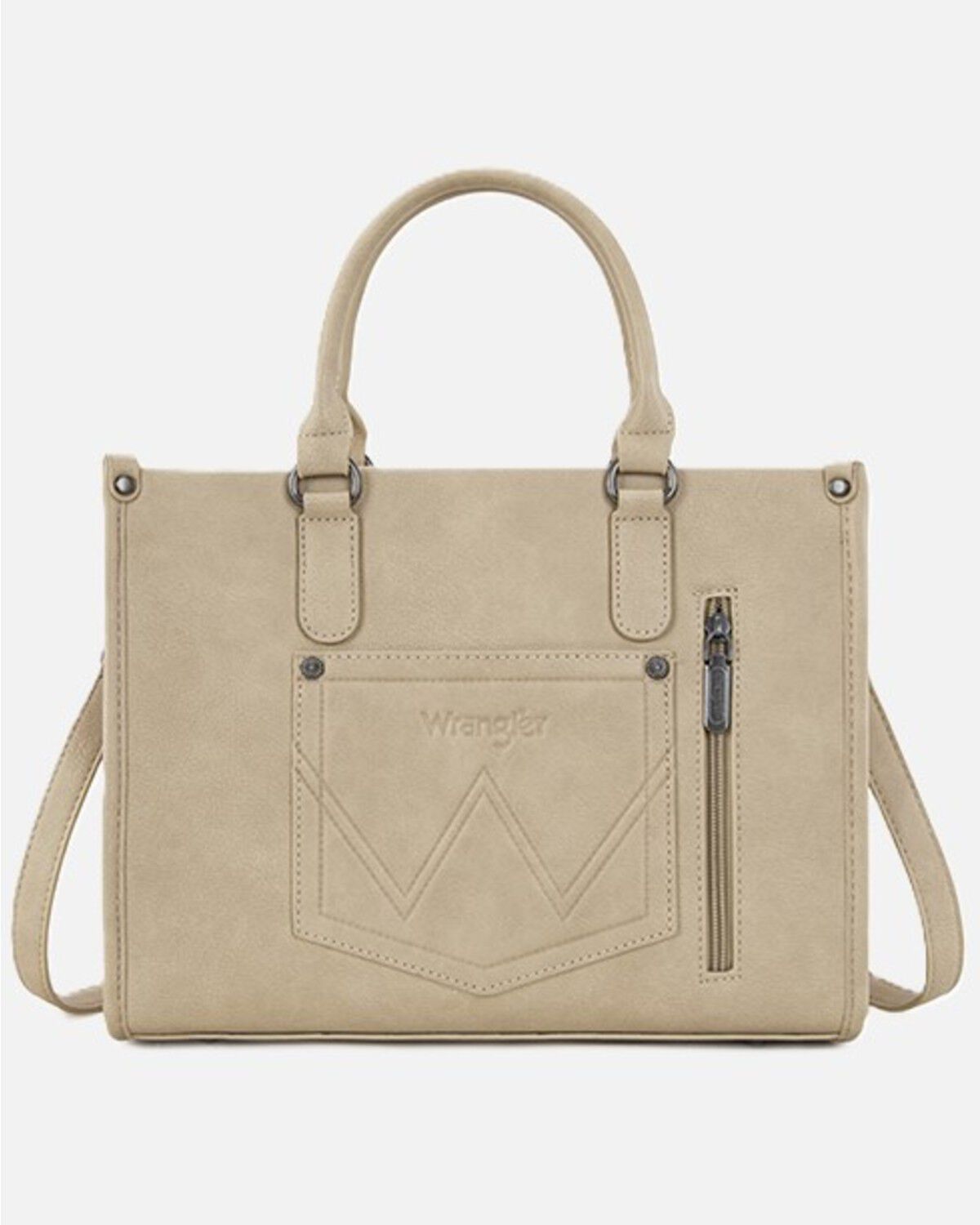 Image #2 - Wrangler Women's Sherpa Southwestern Print Canvas Crossbody Tote, Tan, hi-res