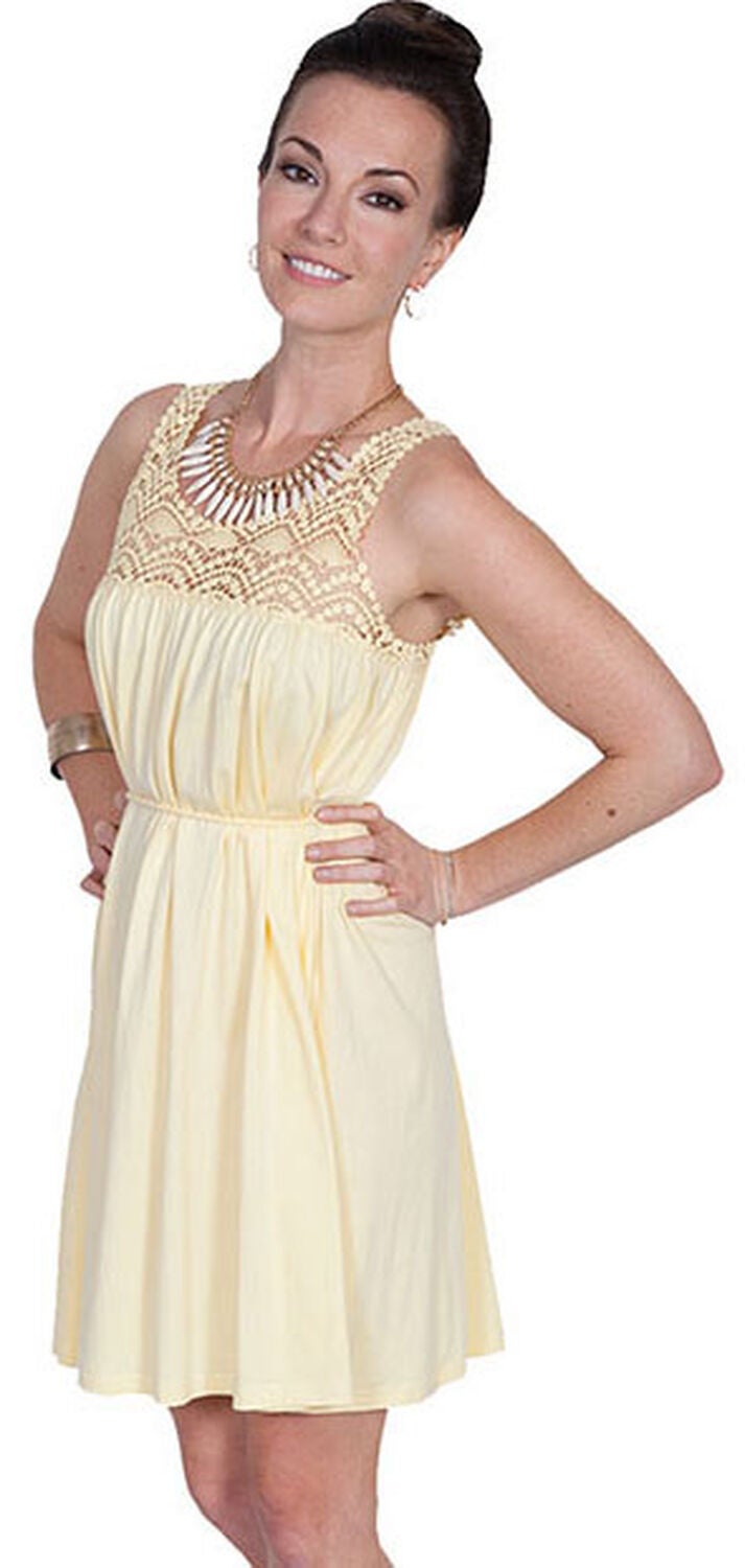 Image #2 - Scully Cantina Collection Scoop Neck Lace Sleeveless Dress, Yellow, hi-res