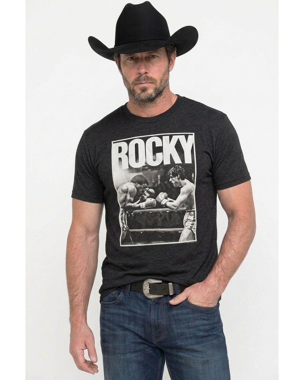 Image #1 - Rocky Men's Boxing Logo Short Sleeve Graphic T-Shirt, Black, hi-res