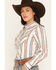 Image #2 - Ely Walker Women's Boot Barn Exclusive Striped Long Sleeve Pearl Snap Western Shirt, Ivory, hi-res