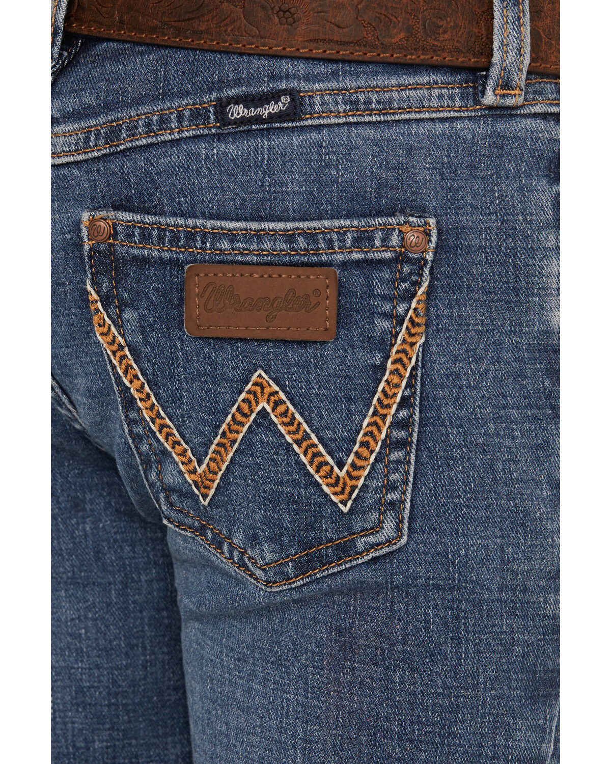 Image #4 - Wrangler Girls' Medium Wash Flare Denim Jeans, Blue, hi-res