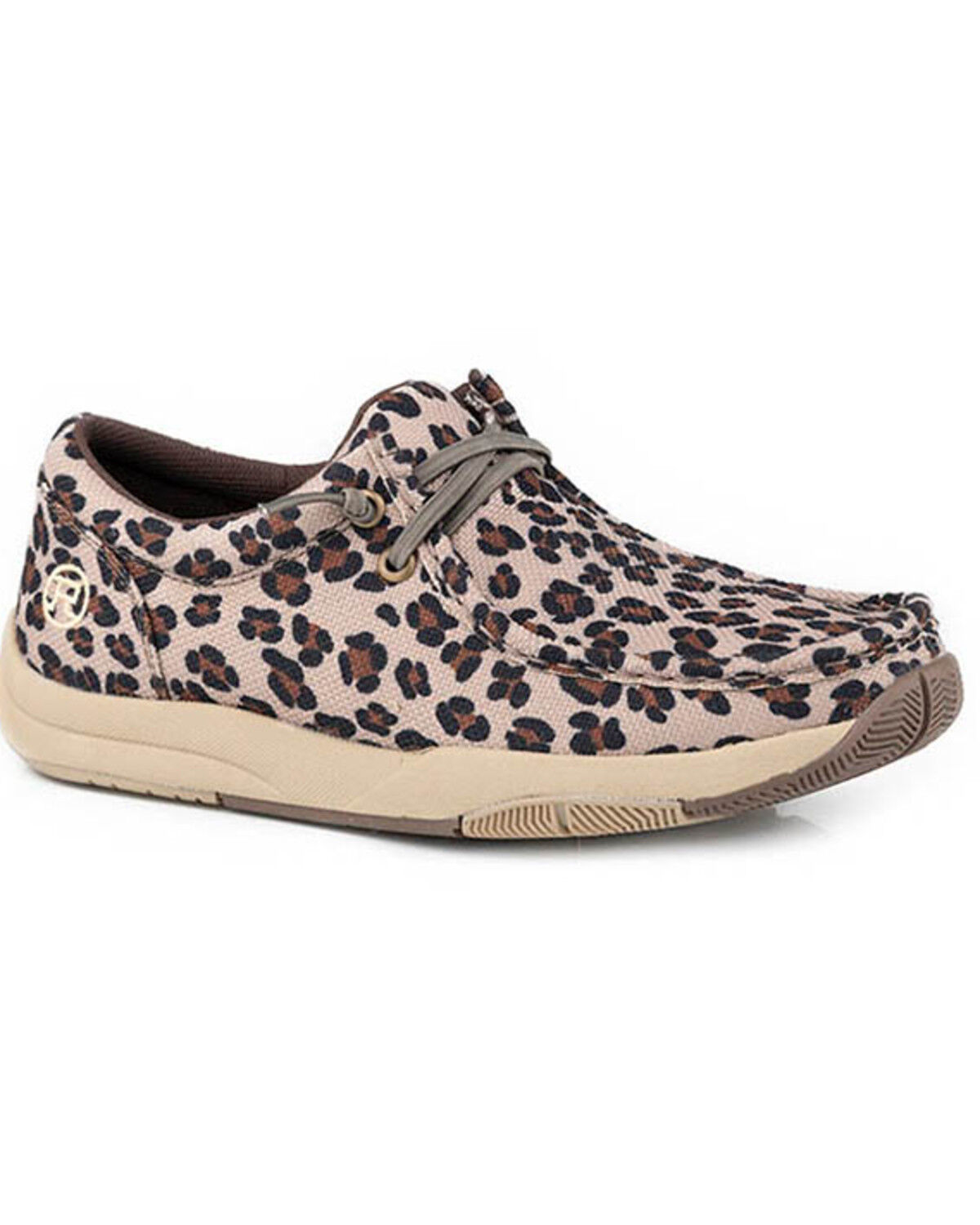 Image #1 - Roper Women's Clearcut Low Leopard Print Casual Shoes - Moc Toe, Tan, hi-res