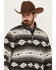 Wrangler Men's Southwestern Print 1/4 Zip Sherpa Pullover, Blue, hi-res
