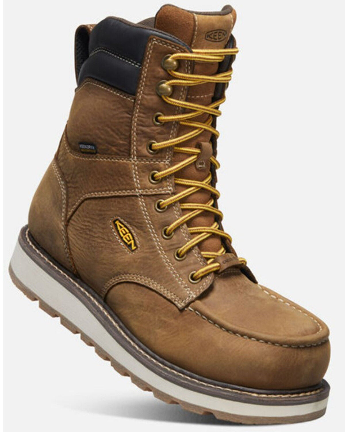 Keen Men's Cincinnati 8" Lace-Up Waterproof Wedge Work Boots - Carbon Fiber Toe, Brown, hi-res