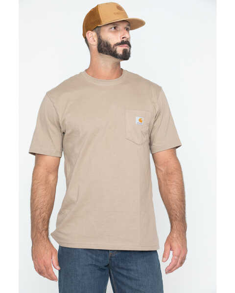 Image #1 - Carhartt Men's Loose Fit Heavyweight Logo Pocket Work T-Shirt - Big & Tall, Desert, hi-res