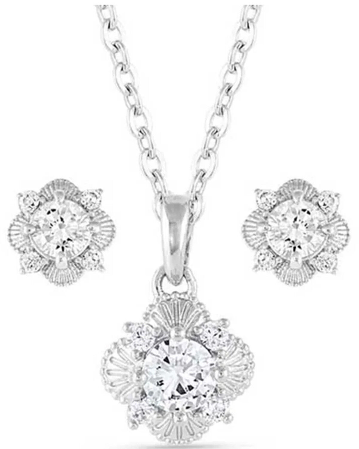 Image #1 - Montana Silversmiths Women's Making Memories Crystal Jewelry Set - 2 Piece, Silver, hi-res
