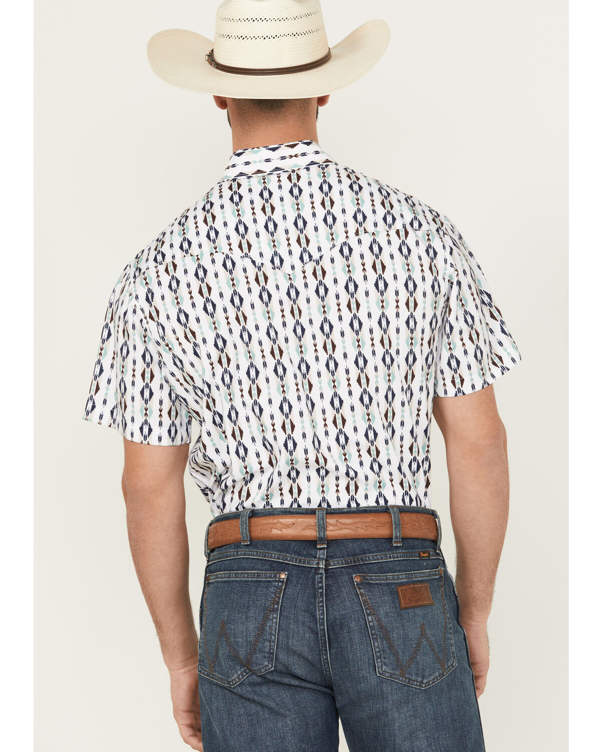 Image #4 - Rodeo Clothing Men's Southwestern Print Short Sleeve Snap Western Shirt, White, hi-res