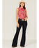 Wrangler Women's Americana Paisley Print Sleeveless Snap Western Shirt, Red/white/blue, hi-res
