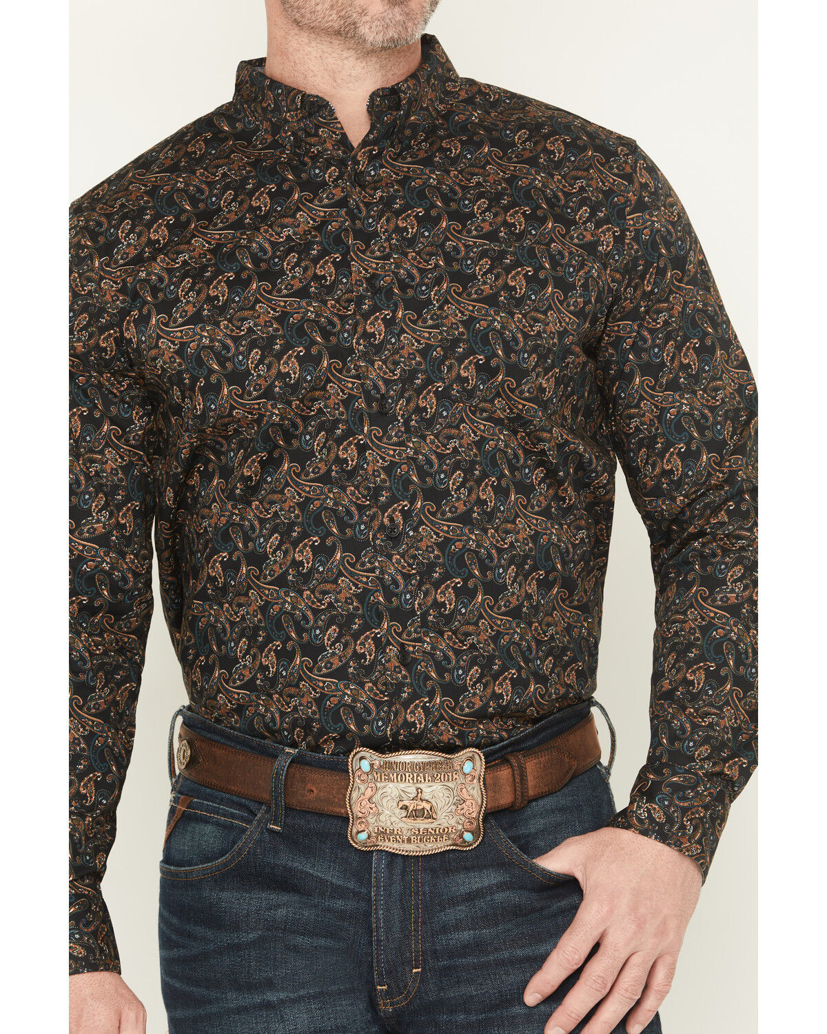 Image #3 - Cody James Men's Cumberland Paisley Print Long Sleeve Button-Down Stretch Western Shirt, Black, hi-res