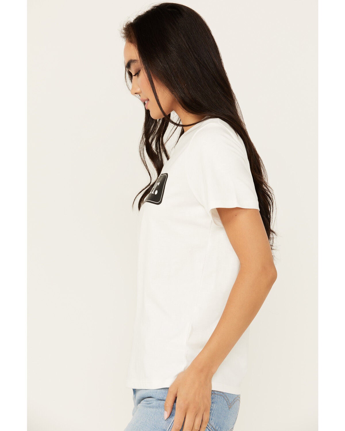 Image #2 - Wrangler Women's Block Logo Tee, Off White, hi-res