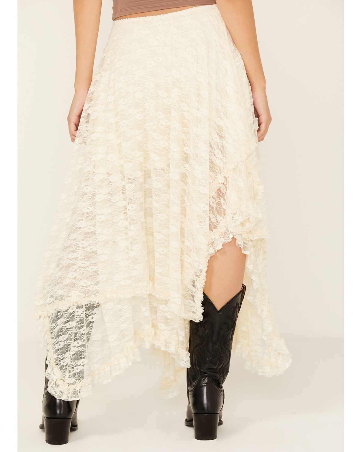 Image #4 - Originality Women's Novelty Hem Lace Midi Skirt, Ivory, hi-res