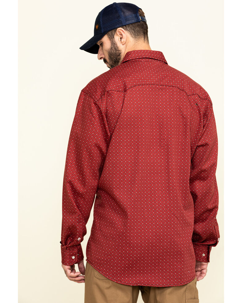 Cinch Men's FR Red Geo Print Long Sleeve Work Shirt , Red, hi-res