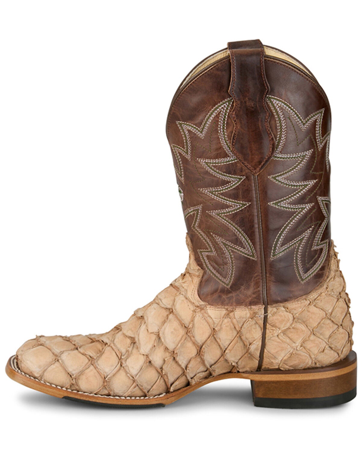 Image #3 - Justin Men's Ocean View Exotic Pirarucu Western Boots - Broad Square Toe, Brown, hi-res