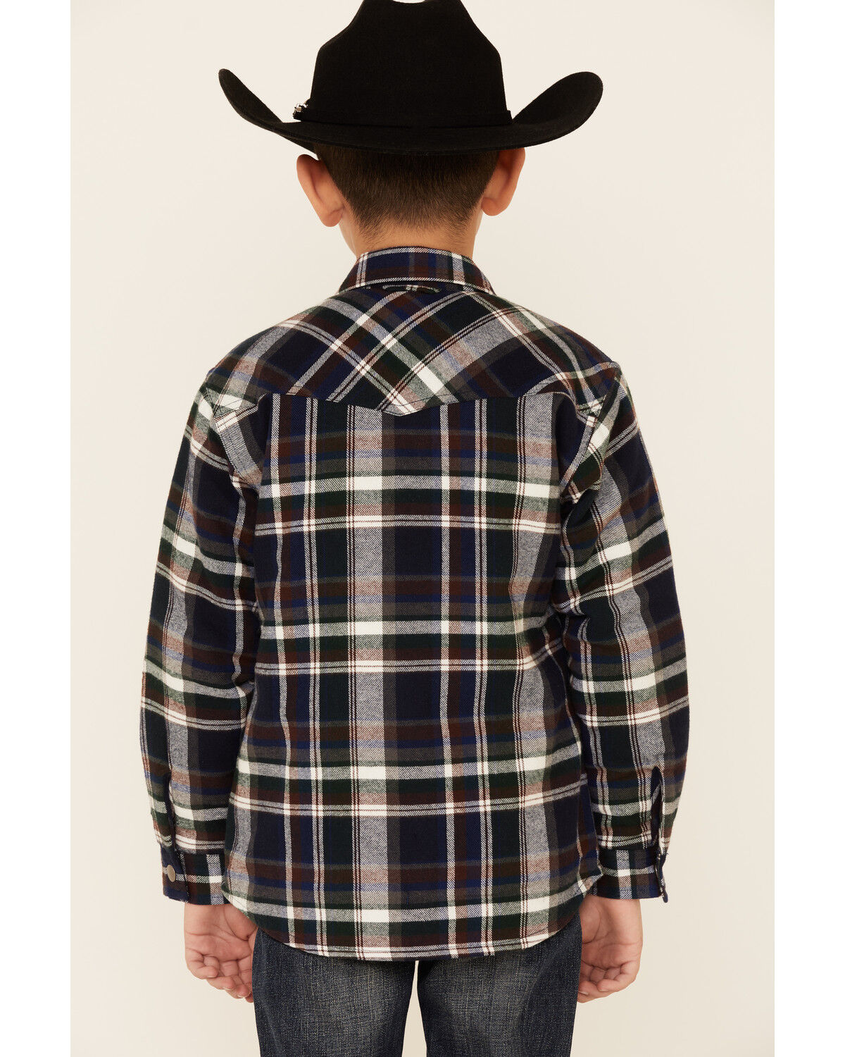 Image #4 - Roper Boys' Plaid Long Sleeve Snap Western Flannel Shirt, Green, hi-res
