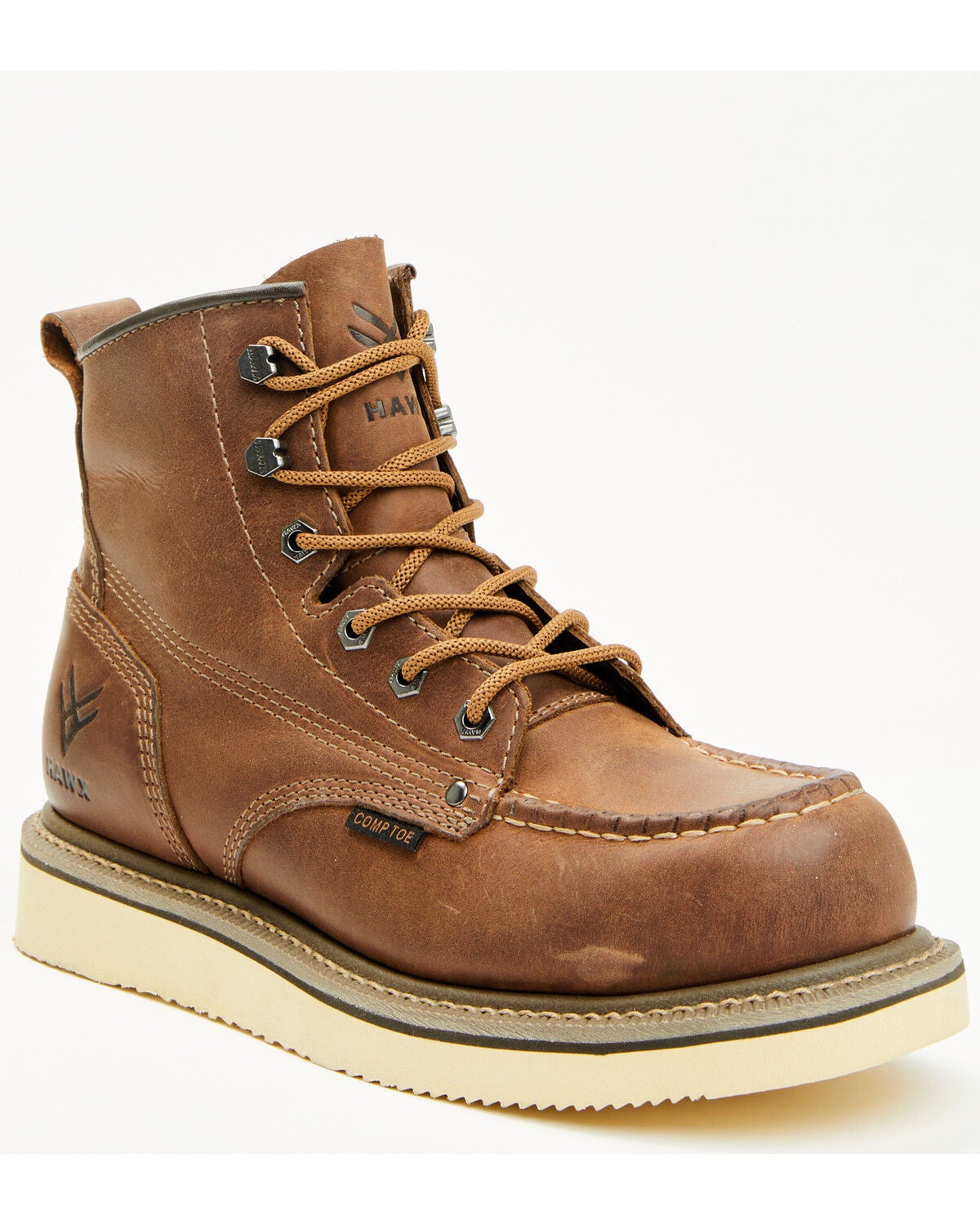 Hawx Men's 6" Lace-Up Work Boots - Composite Toe, Brown, hi-res