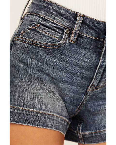 Image #4 - Shyanne Women's Medium Wash Mid Rise Novelty Pocket Comfort Stretch Shorts , Medium Wash, hi-res