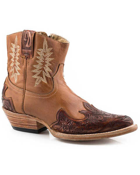Stetson's Women's Tobacco Western Fashion Booties - Pointed Toe, Brown, hi-res