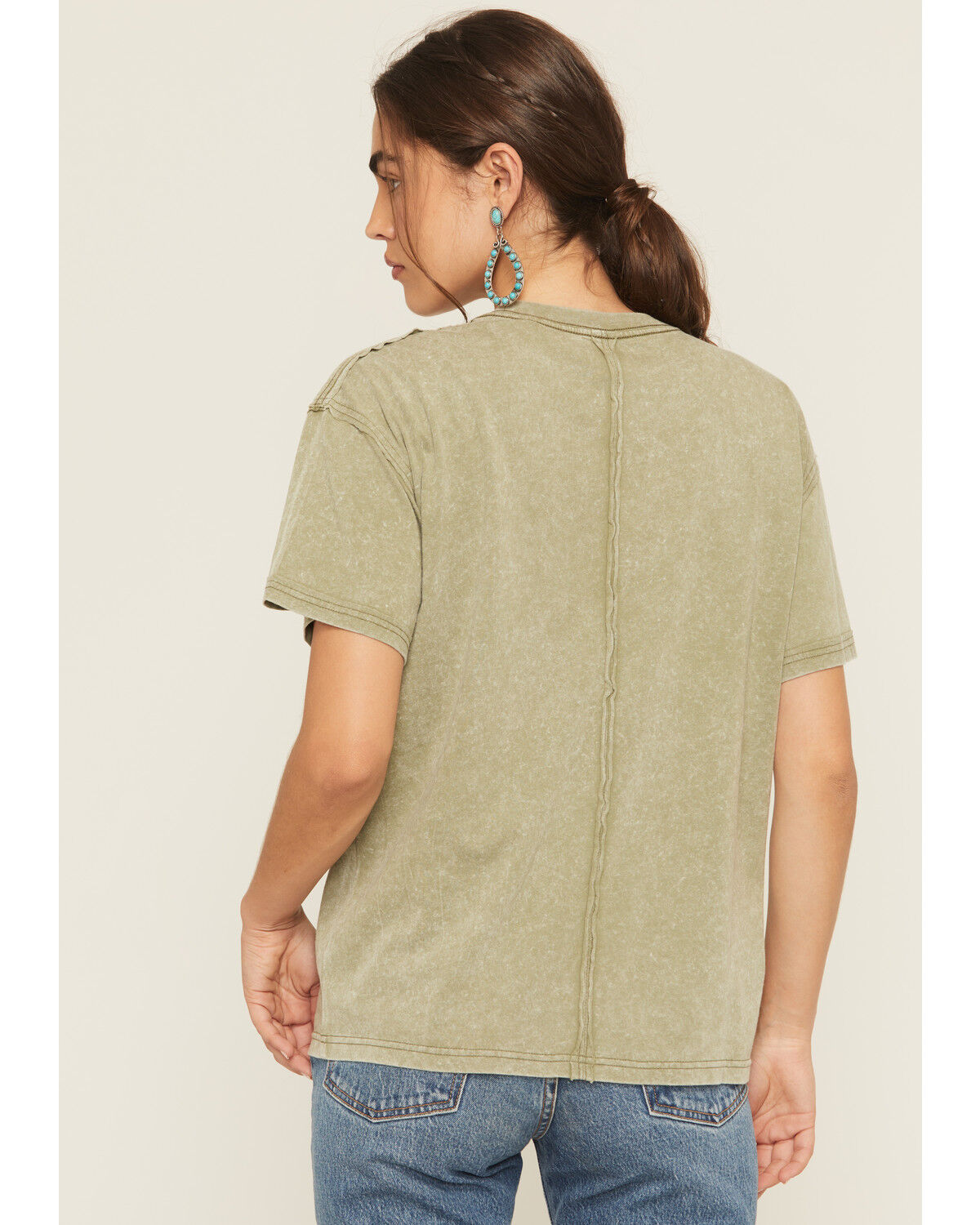 Image #4 - Cleo & Wolf Women's Boyfriend Short Sleeve Pocket Tee, Moss Green, hi-res