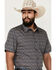 Image #2 - Gibson Trading Co Men's Rain Down Medallion Print Short Sleeve Button-Down Western Shirt, Navy, hi-res