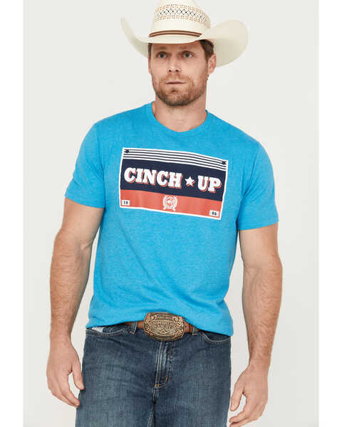 Image #1 - Cinch Men's Cinch Up Short Sleeve Graphic T-Shirt, Light Blue, hi-res
