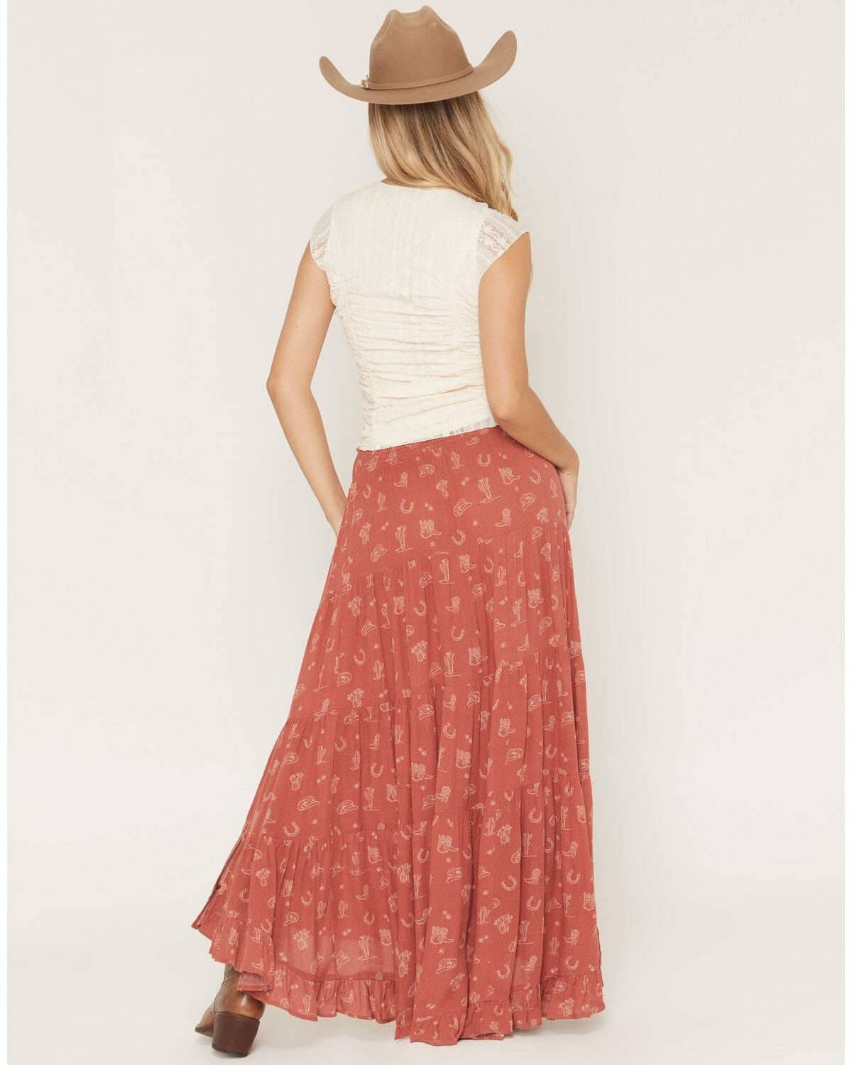Image #3 - Wild Moss Women's Western Conversation Print High-Low Skirt, Rust Copper, hi-res